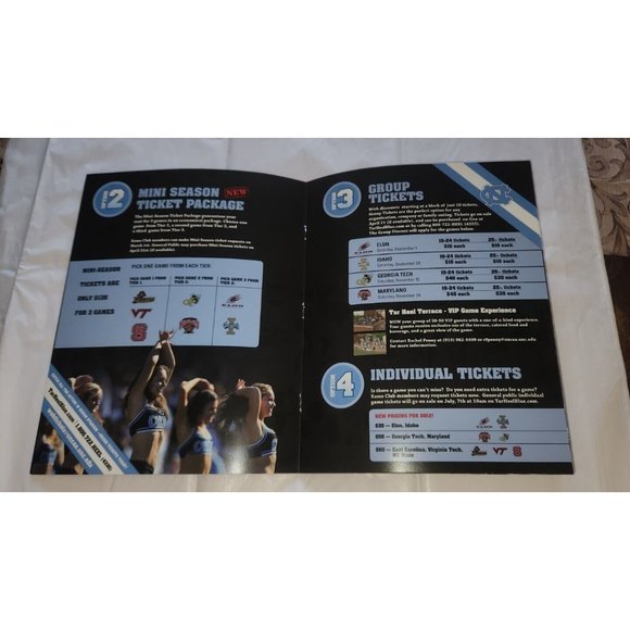 2012 UNC FOOTBALL ticket brochure NORTH CAROLINA TAR HEELS - Picture 4 of 7